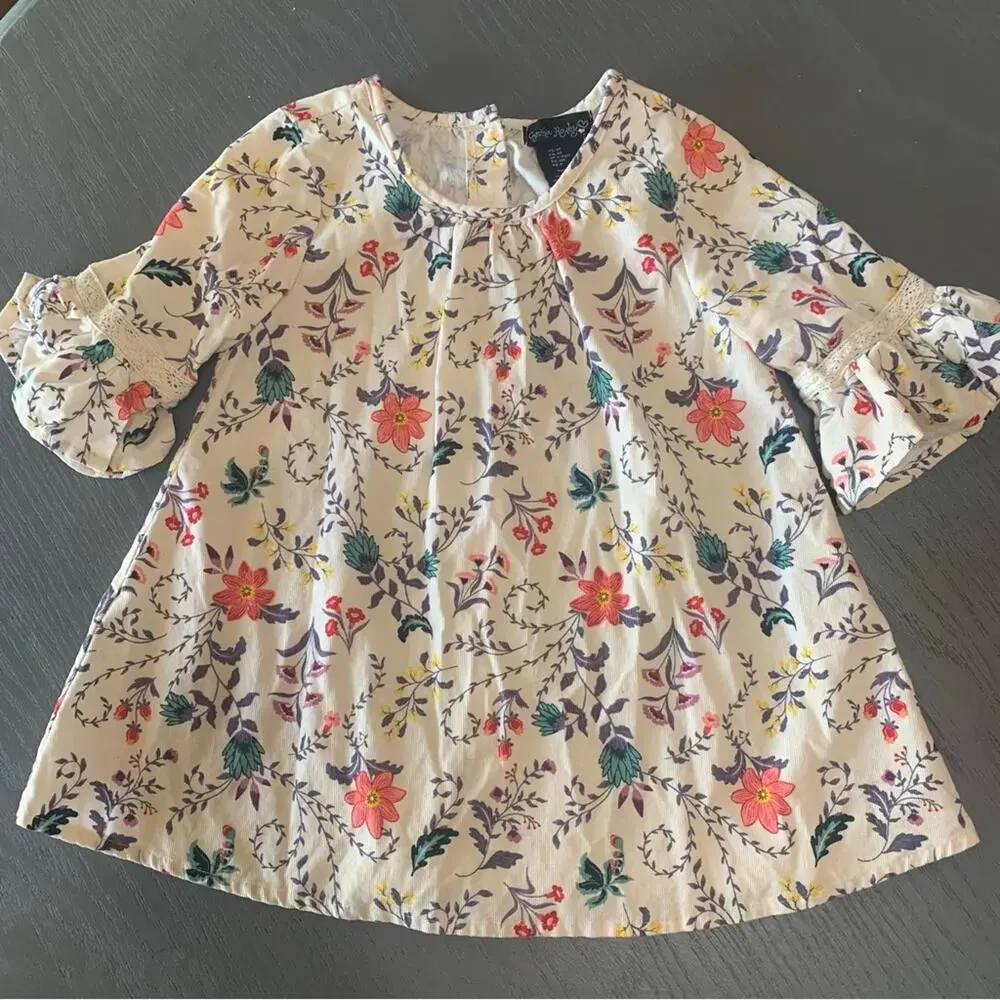 Size 4T Floral Dress | Cynthia Rowley dress | Floral button back Corduroy Tunic